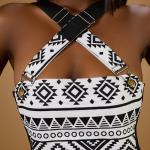 Ndebele Piece – Corset-Style Dungarees with Afrocentric Geometry