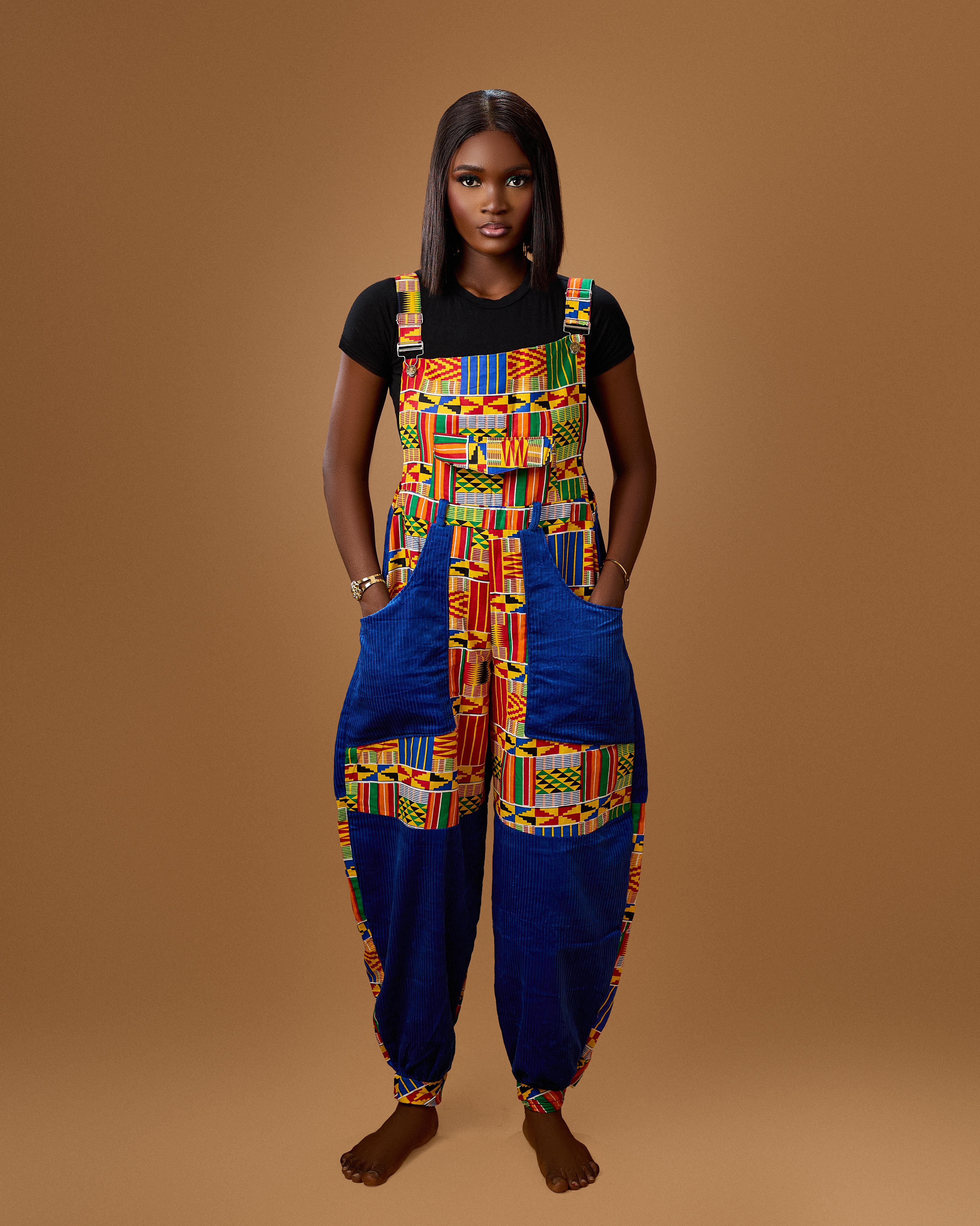 Bold Print Dungarees
